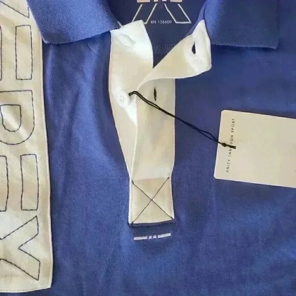 Xebex Sport Men's Blue White Embroidered Logo Shirt NEW - Picture 7 of 13